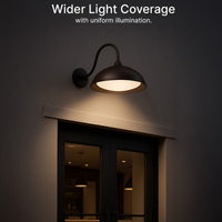 LED Outdoor Gooseneck Wall Lights - Small 28 Watts - 3000 Lumens - Color Selectable 30K/40K/50K/65K - 120-277V - Integrated Photocell - Bronze Finish