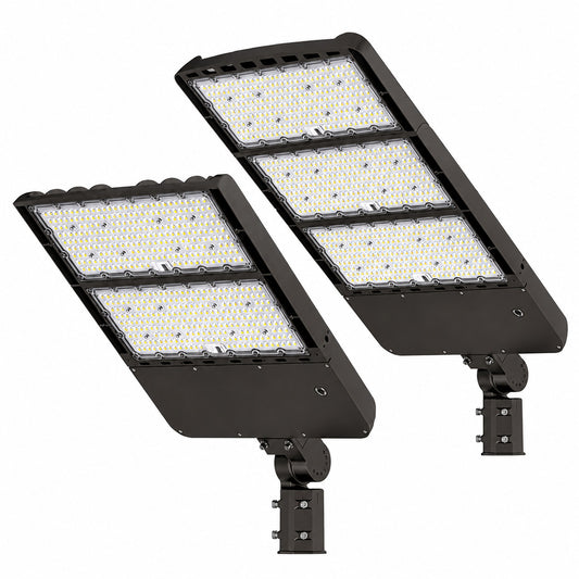 LED pickleball court light fixtures, 2 and 3 module high output area lights with adjustable slipfitter pole mount