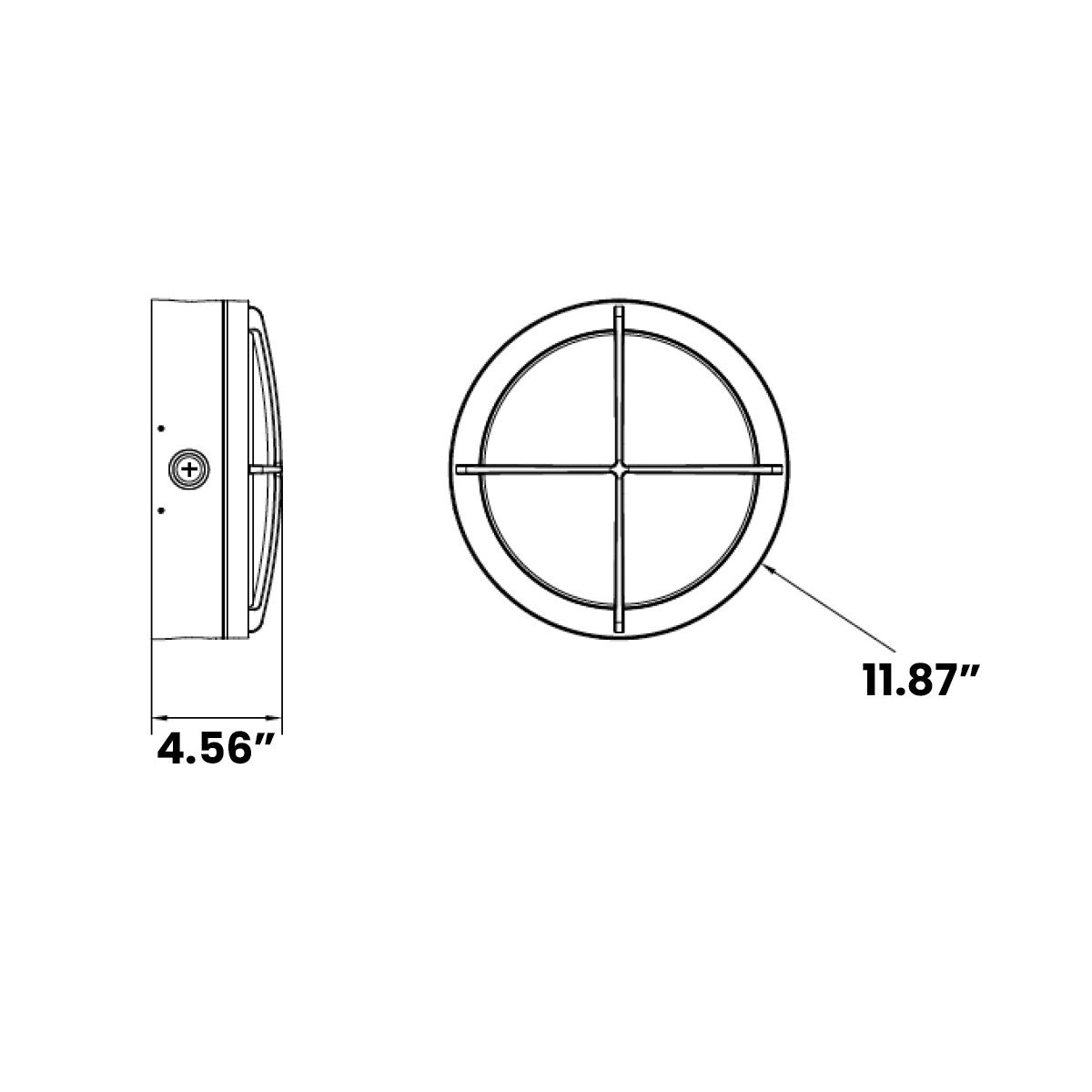 LED Round Bulk Head Light With Cross Trim - Wall or Ceiling Mount – Wet Location - Watt Selectable 60W/48W/36W - Color Selectable 30K/40K/50K - 120/277V - Bronze Finish - Integrated Photocell Included