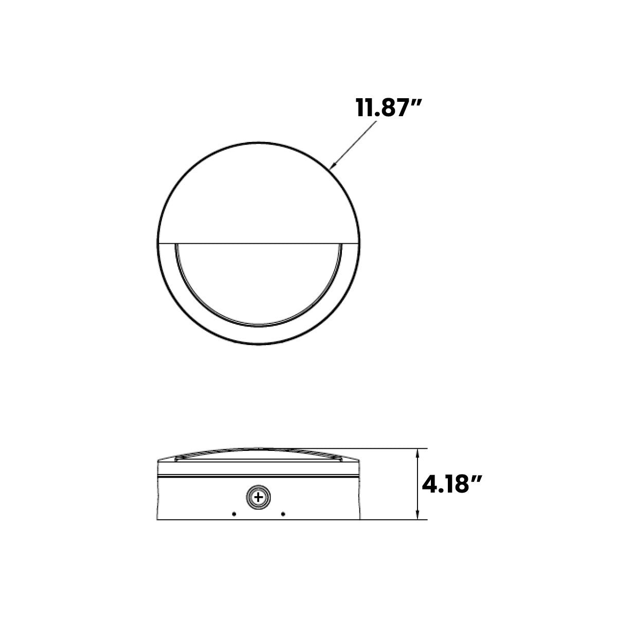 LED Round Bulk Head Light With Eyelid Trim - Wall or Ceiling Mount – Wet Location - Watt Selectable 60W/48W/36W - Color Selectable 30K/40K/50K - 120/277V - Black Finish - Integrated Photocell Included