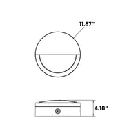 LED Round Bulk Head Light With Eyelid Trim - Wall or Ceiling Mount – Wet Location - Watt Selectable 60W/48W/36W - Color Selectable 30K/40K/50K - 120/277V - Bronze Finish - Integrated Photocell Included