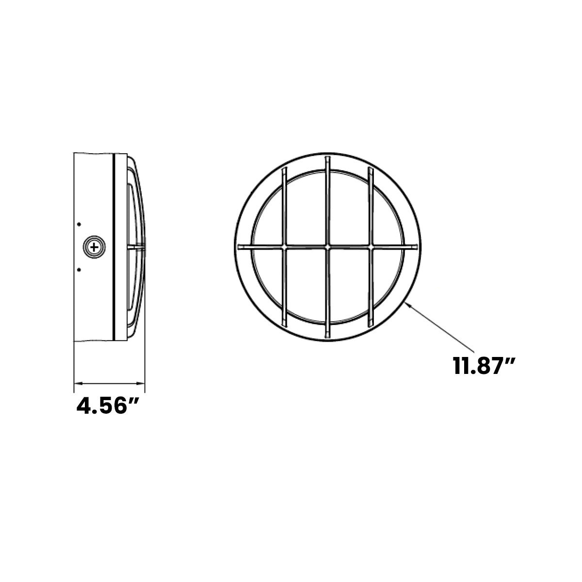 LED Round Bulk Head Light With Grid Trim - Wall or Ceiling Mount – Wet Location - Watt Selectable 60W/48W/36W - Color Selectable 30K/40K/50K - 120/277V - Bronze Finish - Integrated Photocell Included