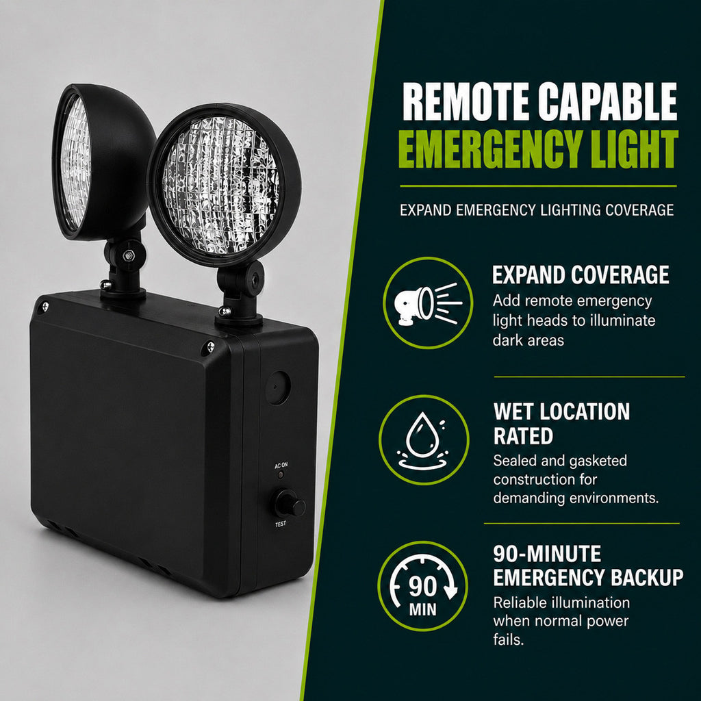 Wet Location Remote Capable LED Emergency Unit (Black)