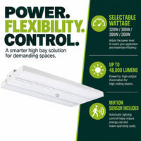 Linear High Bay LED Light - 1ft. x 2ft. - 320W/300W/280W/260W - 48000 Max Lumens - 5000K Daylight - 120-277V - Dimmable - With Motion Sensor