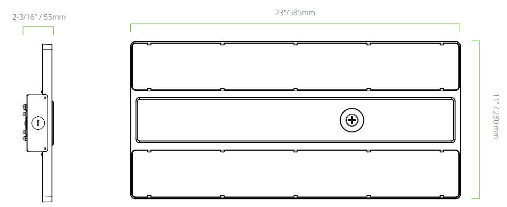 Linear LED High Bay Light - 16.5X10 Inches - Watt Selectable 135W/115W/100W - Max 20250 Lumens - Color Selectable 40K/50K - 120-277V - 0-10V Dimmable