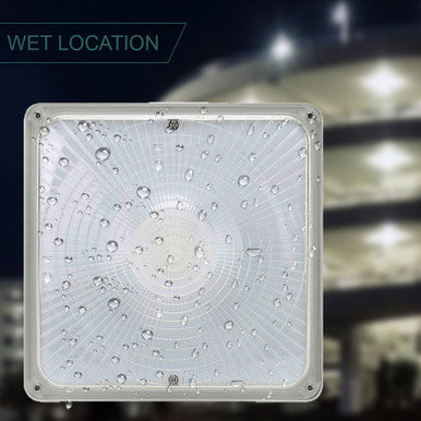 LED Square Canopies - Commercial Flush Mount Ceiling Fixtures - Multiple Options For Wattage, Finish, Color Temperature and Accessories
