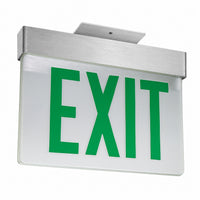 Lithonia  Aluminum Edge-Lit Exit Sign, Single face, Green with mirror separator, Dual voltage, No Battery,  Top mount to Jbox Only - Rough-In Housing Not Included