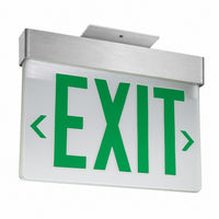 Lithonia  Aluminum Edge-Lit Exit Sign, Double face, Green with mirror separator, Double Arrows, Dual voltage, No Battery,  Top mount to Jbox Only - Rough-In Housing Not Included