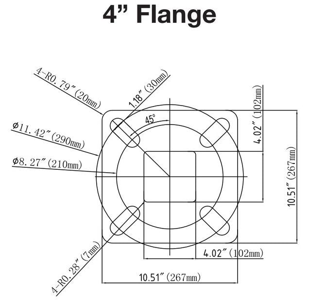 25 Foot Square Pole For Surface Mount - Steel With Bronze Finish - 4 Inch Diameter With 2.5 Inch Tenon Adapter