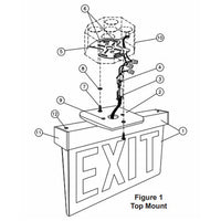 LED Edgelit Exit Sign- Surface Mount White Aluminum Canopy with Mirror Panel and Red Lettering - With Battery Back-Up