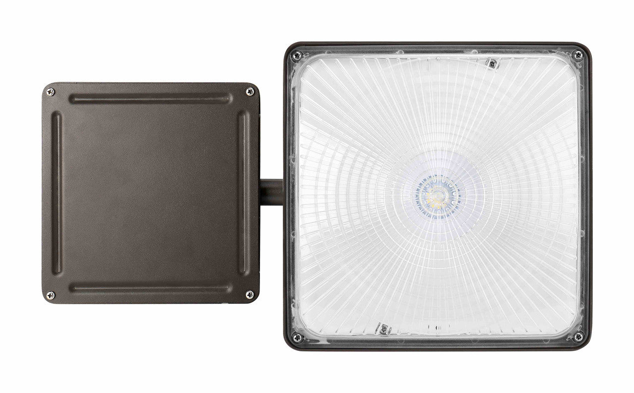 Square LED Canopy Light With Emergency Battery Back-Up - Watt Selectable 110W/85W/63W/41W Ceiling or Conduit Mount - Up To 16000 Lumens - Color Selectable 30K/40K/50K - 120-277V - Black