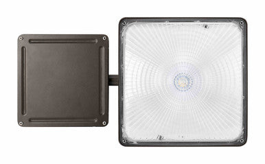 Square LED Canopy Light With Emergency Battery Back-Up - Watt Selectable 110W/85W/63W/41W Ceiling or Conduit Mount - Up To 16000 Lumens - Color Selectable 30K/40K/50K - 120-277V - Black