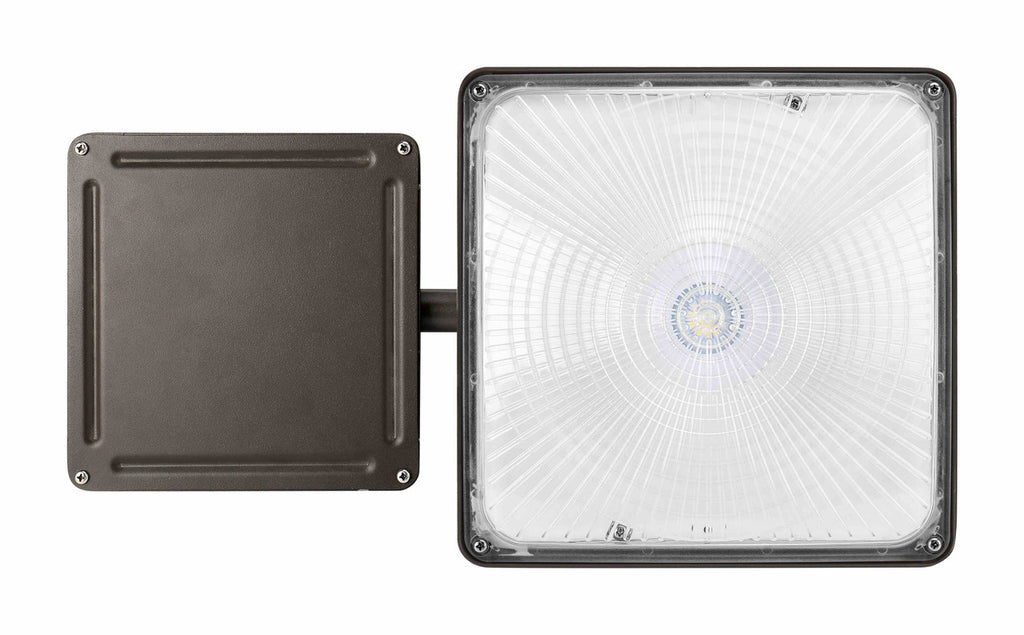 Square LED Canopy Light With Emergency Battery Back-Up - Watt Selectable 110W/85W/63W/41W Ceiling or Conduit Mount - Up To 16000 Lumens - Color Selectable 30K/40K/50K - 120-277V - Black