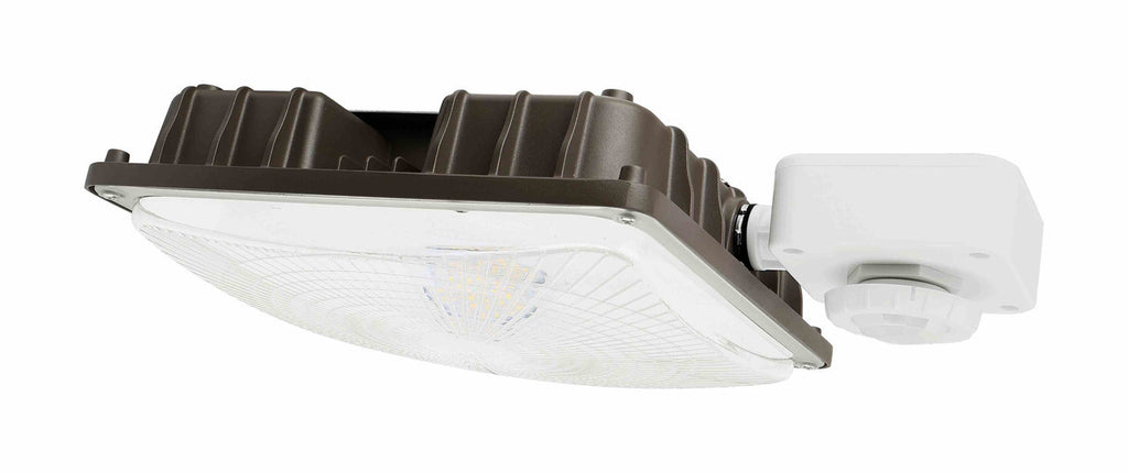 Square LED Canopy Light With PIR Motion Sensor - Watt Selectable 110W/85W/63W/41W Ceiling or Conduit Mount - Up To 16000 Lumens - Color Selectable 30K/40K/50K - 120-277V - Black