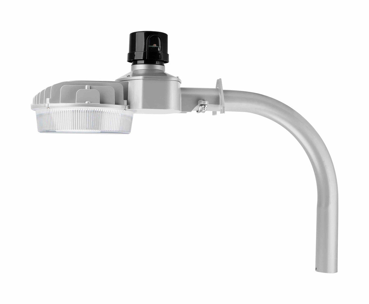 80 Watt LED Dusk To Dawn Light With Photocell - 11200 Max Lumens - Color Selectable 30K/40K/50K - 120-277V - Silver Finish - Includes Arm/Wall Mount