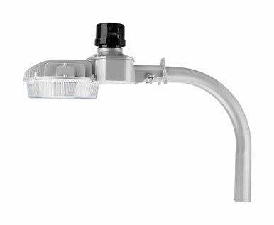 80 Watt LED Dusk To Dawn Light With Photocell - 11200 Max Lumens - Color Selectable 30K/40K/50K - 120-277V - Silver Finish - Includes Arm/Wall Mount
