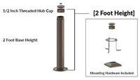 2 Foot Modular Light Pole - 2 Foot Base Height - 1/2 Inch Threaded Hub Cap - Bronze Finish