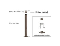 3 Foot Modular Light Pole - 3 Foot Base Height - 1/2 Inch Threaded Hub Cap - Bronze Finish
