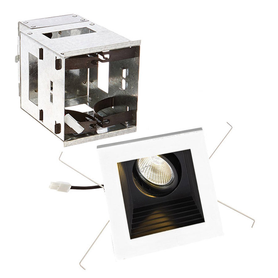 Mini Multiple LED Single Light Remodel Housing with Trim and Light Engine 3500K Narrow Beam in Black