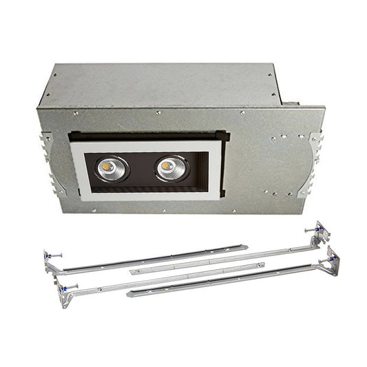 Mini Multiple LED Two Light New Construction Housing with Trim and Light Engine 3000K Narrow Beam in Black