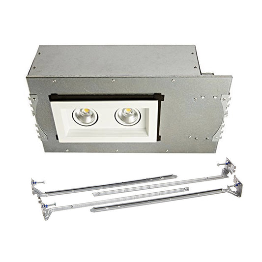 Mini Multiple LED Two Light New Construction Housing with Trim and Light Engine 4000K Narrow Beam in White