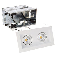 Mini Multiple LED Two Light Remodel Housing with Trim and Light Engine 4000K Narrow Beam in White