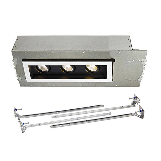 Mini Multiple LED Three Light New Construction Housing with Trim and Light Engine 3000K Narrow Beam in Black