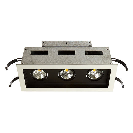 Mini Multiple LED Three Light Remodel Housing with Trim and Light Engine 2700K Flood Beam in Black