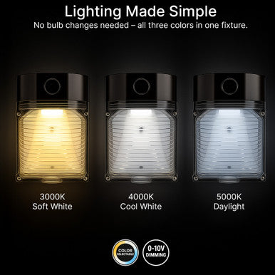 26 Watt LED Mini Wallpack With Photocell - 3500 Lumens - Color Selectable 30K/40K/50K - 120-277V - Bronze Finish