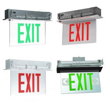 Plastic Edge Lit LED Exit Sign - Choose Your Mount And Housing Or Trim Finish - With Red And Green Selectable Lettering Color