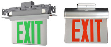 Plastic Edge Lit LED Exit Sign - Choose Your Mount And Housing Or Trim Finish - With Red And Green Selectable Lettering Color