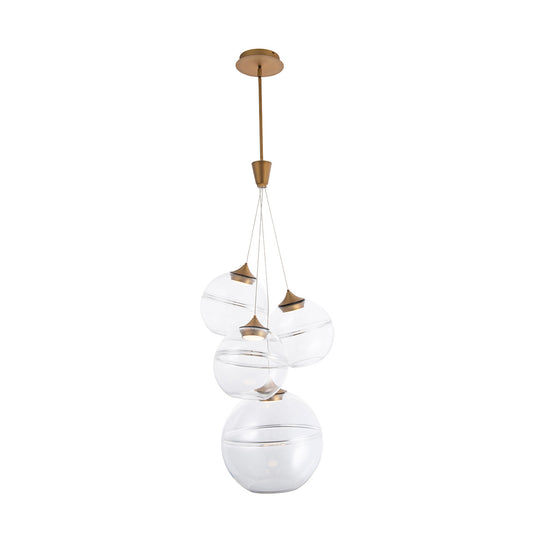 BISTRO 4 Lights LED Pendant Light 3000K in Aged Brass