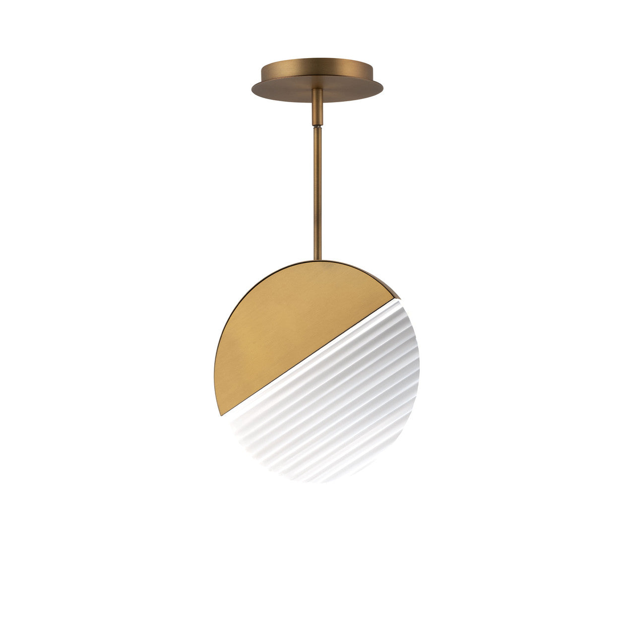Crescent 10in. LED Mini Pendant Light 2700K in Aged Brass