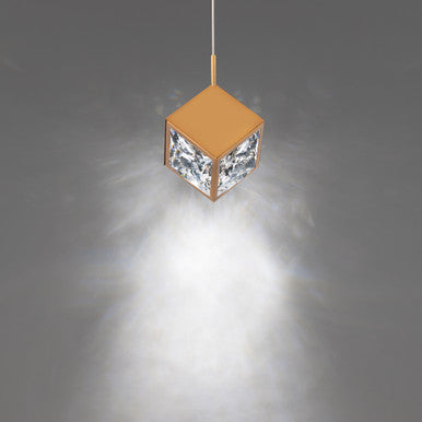 Ice Cube 8in. LED Mini Pendant Light 3500K in Aged Brass
