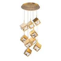 Ice Cube 8in. LED Chandelier Light 2700K/3000K/3500K/4000K in Aged Brass - PD-29309R-AB