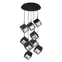 Ice Cube 8in. LED Chandelier Light 2700K/3000K/3500K/4000K in Black - PD-29309R-BK