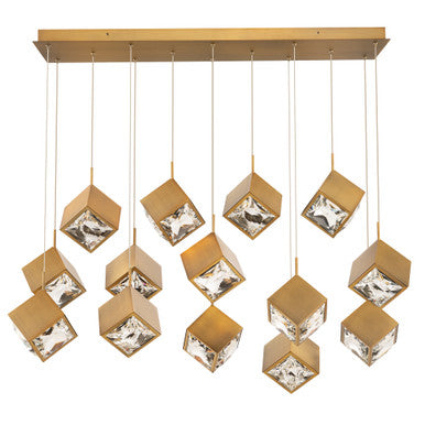 Ice Cube 8in. LED Chandelier Light 2700K/3000K/3500K/4000K in Aged Brass - PD-29314L-AB