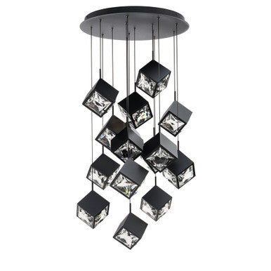 Ice Cube 8in. LED Chandelier Light 2700K/3000K/3500K/4000K in Black - PD-29315R-BK