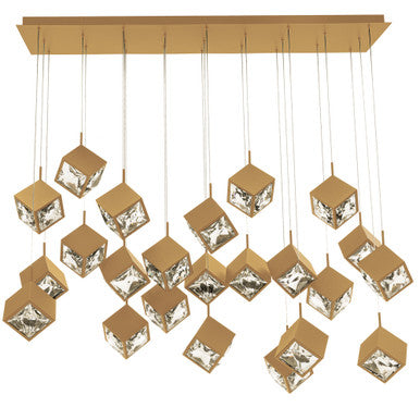 Ice Cube 8in. LED Chandelier Light 2700K/3000K/3500K/4000K in Aged Brass - PD-29323L-AB