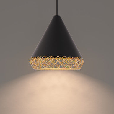 Lacey 16in. LED Pendant Light 3000K in Black/Gold