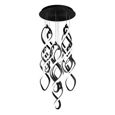 Interlace 21in. LED Chandelier Light 2700K/3000K/3500K/4000K in Black - PD-47809R-BK