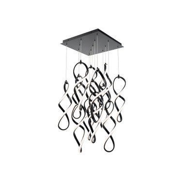Interlace 21in. LED Chandelier Light 2700K/3000K/3500K/4000K in Black - PD-47813S-BK