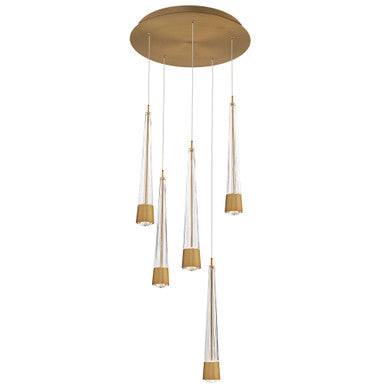 Quill 16in. LED Chandelier Light 2700K/3000K/3500K/4000K in Aged Brass - PD-59405R-AB