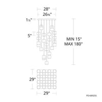 BANDED 25LGHT SQUARE MULTI 4CCT 27/30/35 - PD-68925S-BK