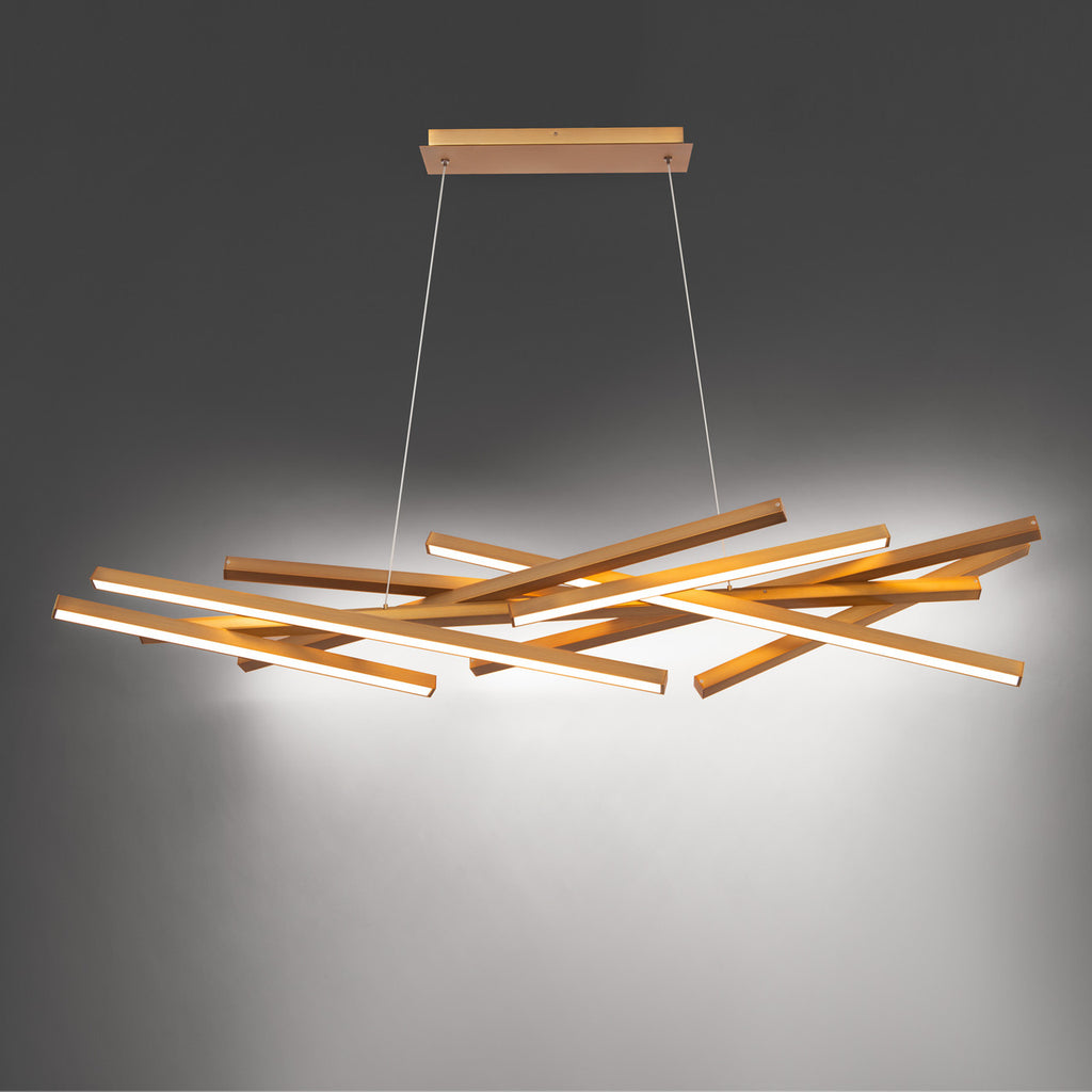 Parallax 55in. LED Chandelier Light 3000K in Aged Brass