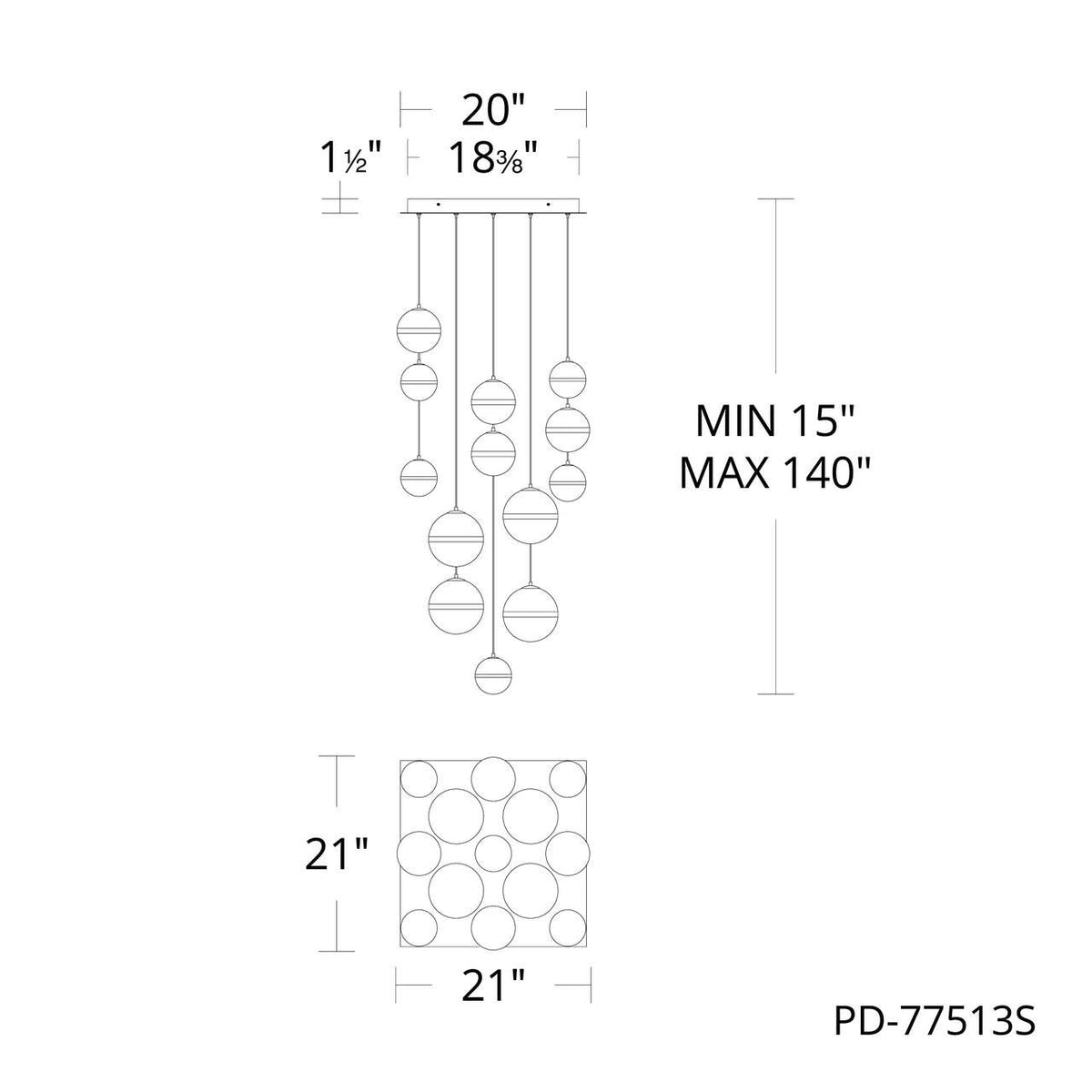 CYLLINDRA 13LGHT SQUARE MULTI 4CCT 27/30 - PD-77513S-BC