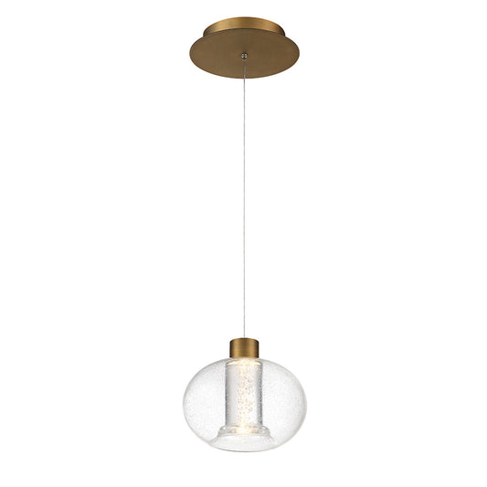 Crater 8in. LED Mini Pendant Light 3500K in Aged Brass