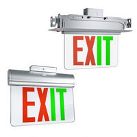 Plastic Edge Lit LED Exit Sign - Choose Your Mount And Housing Or Trim Finish - With Red And Green Selectable Lettering Color