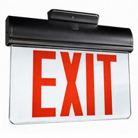 Plastic Edge Lit LED Exit Sign Surface Mount - Black Housing with Mirror Panel - Red/Green Selectable Lettering