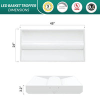 2x4 LED Basket Troffer - Recessed Drop Ceiling Mount - 40 Watt - 5000 Lumens - 4000K Cool White - 120-277V - Dimmable